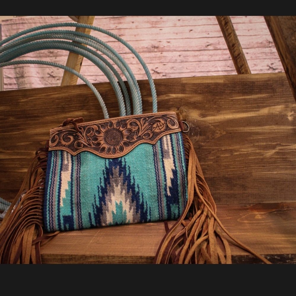 American Darling Turquoise Blue Fringe Crossbody Bag